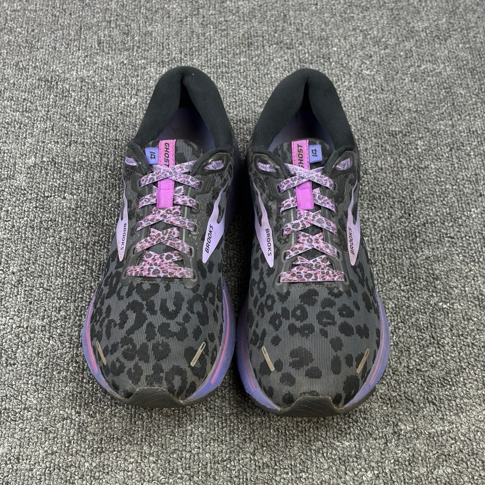 Brooks Ghost 14 Leopard Print Cheetah Running Shoes Black Purple Womens Size 9 B - Picture 4 of 10